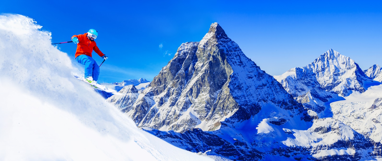 Zermatt ve švýcarských Alpách s Matterhornem v pozadí